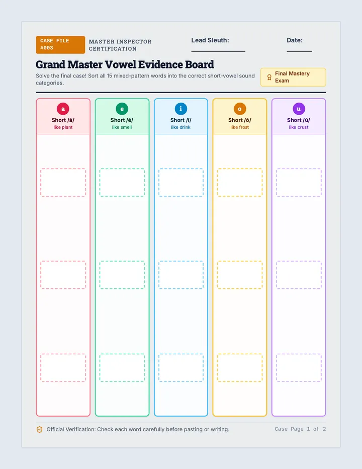 Vowel Sleuth Challenge Activity