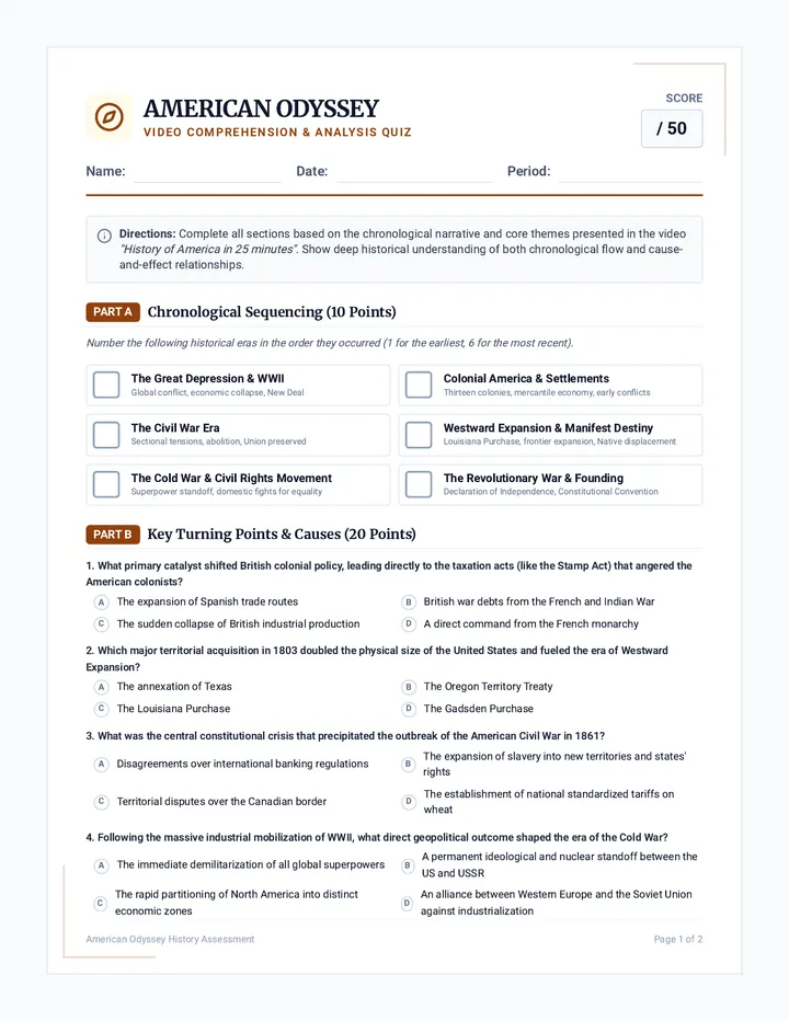 American Odyssey Quiz