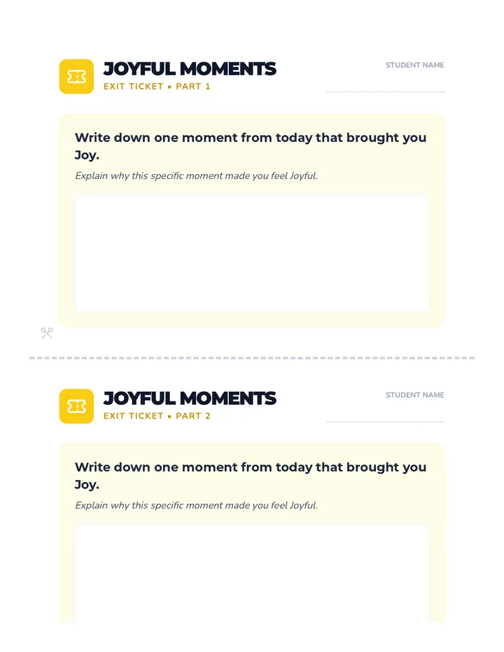 Joyful Moments Exit Ticket