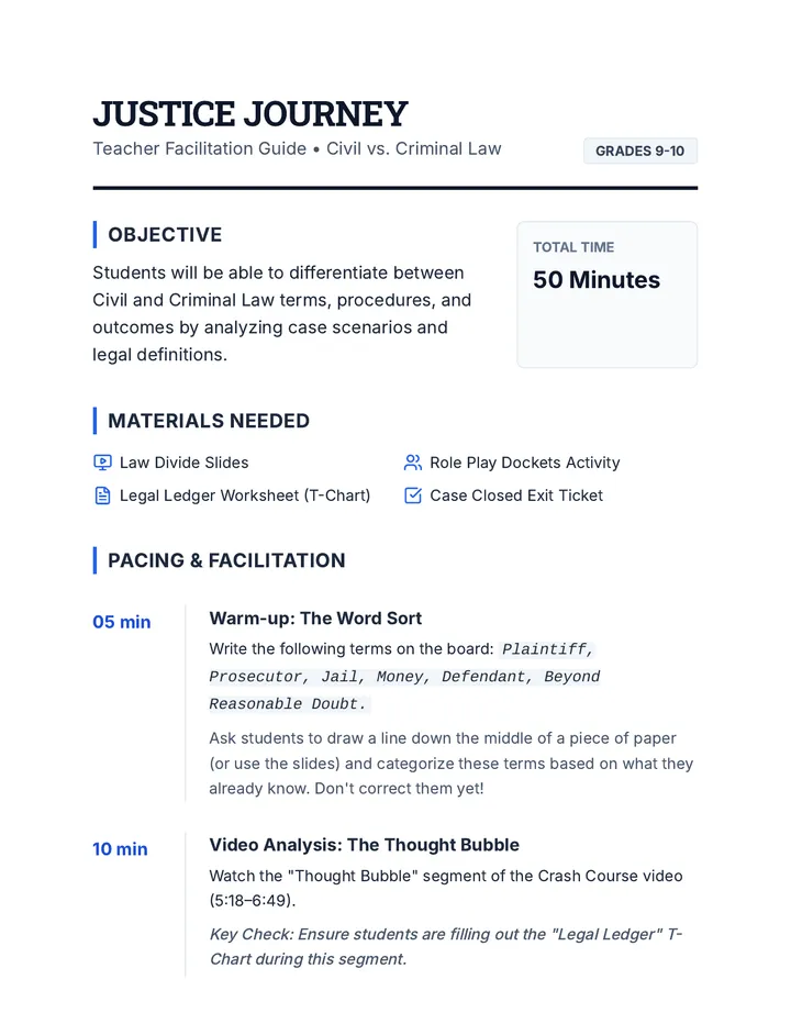 Justice Journey Teacher Guide