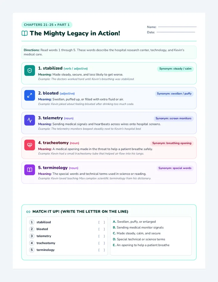 The Mighty Legacy Worksheet