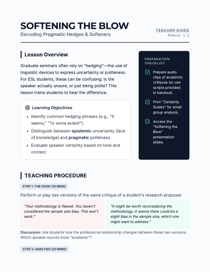 Softening the Blow Teacher Guide