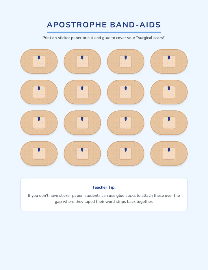 Apostrophe Band-Aids Resource