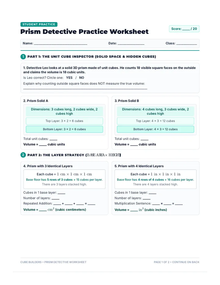 Prism Detective Practice Worksheet