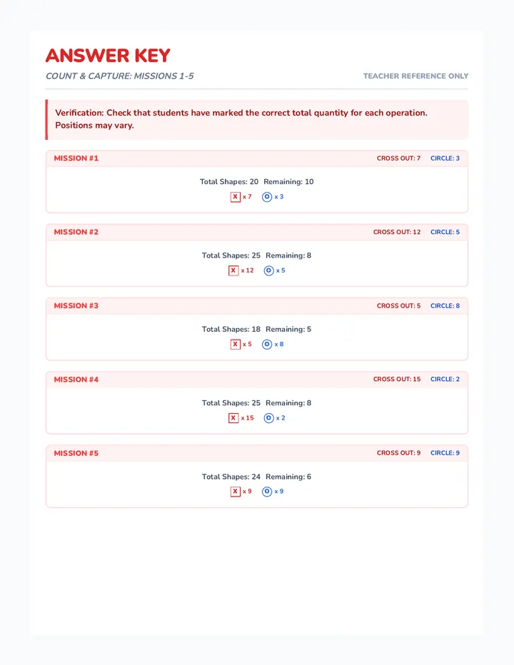 Count and Capture Answer Key