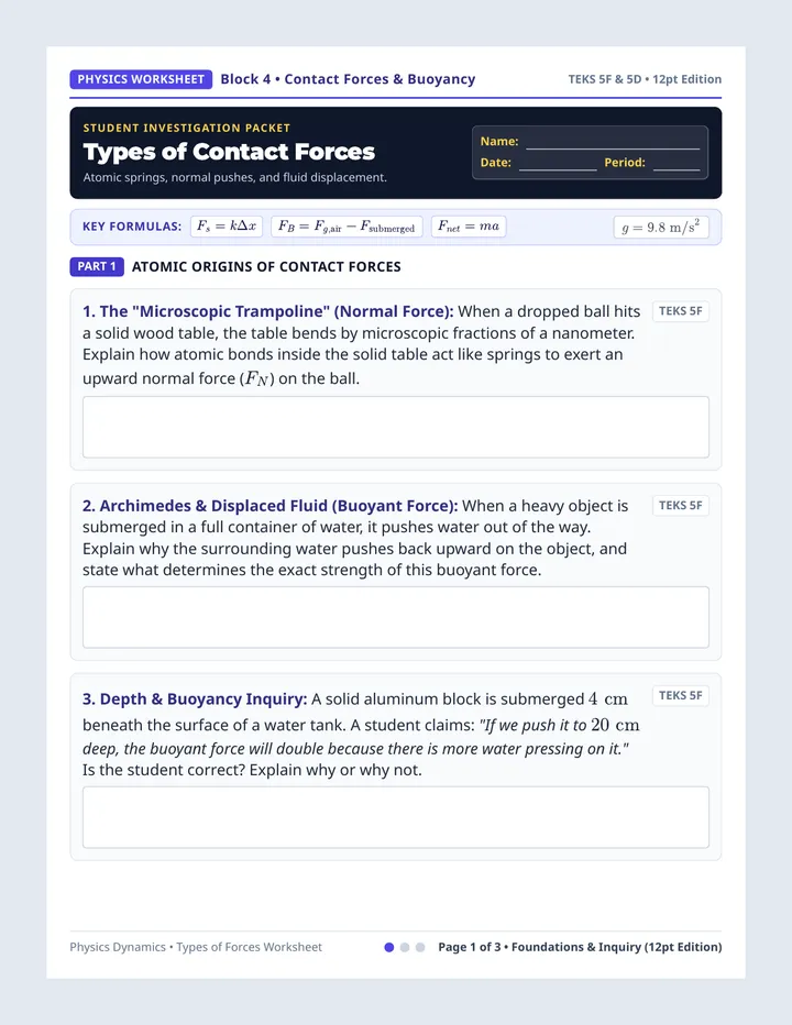 Force Fundamentals Worksheet
