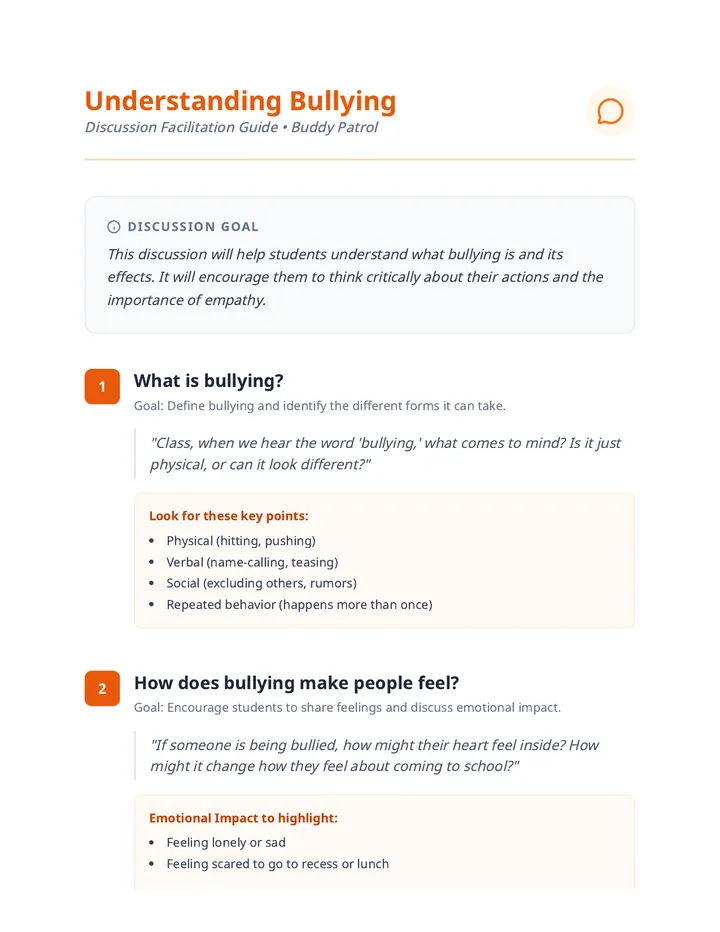 Bullying Discussion Guide