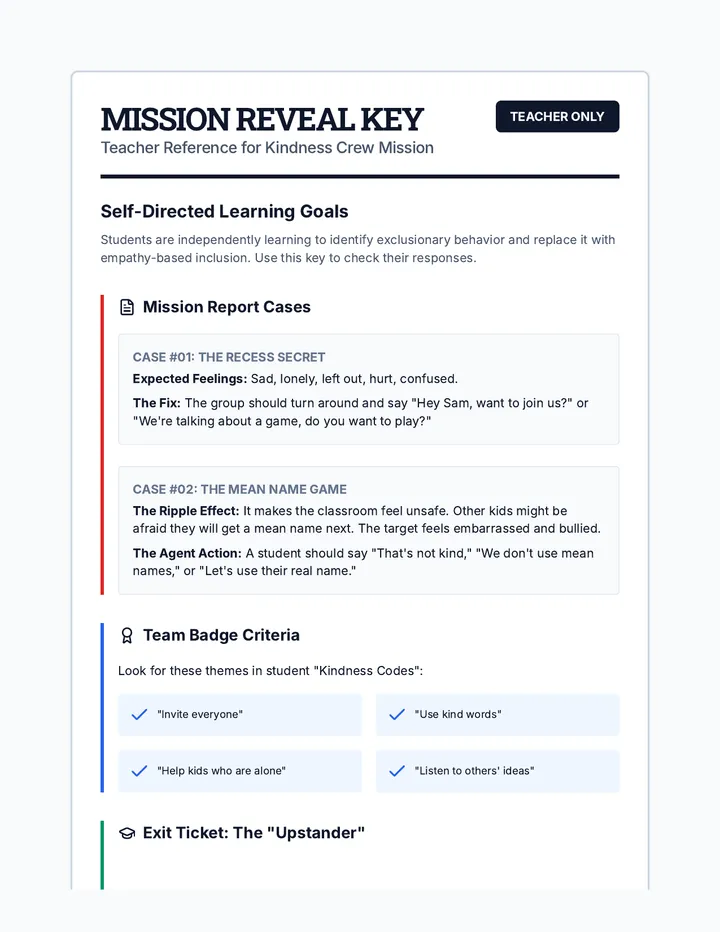 Agent Answer Key