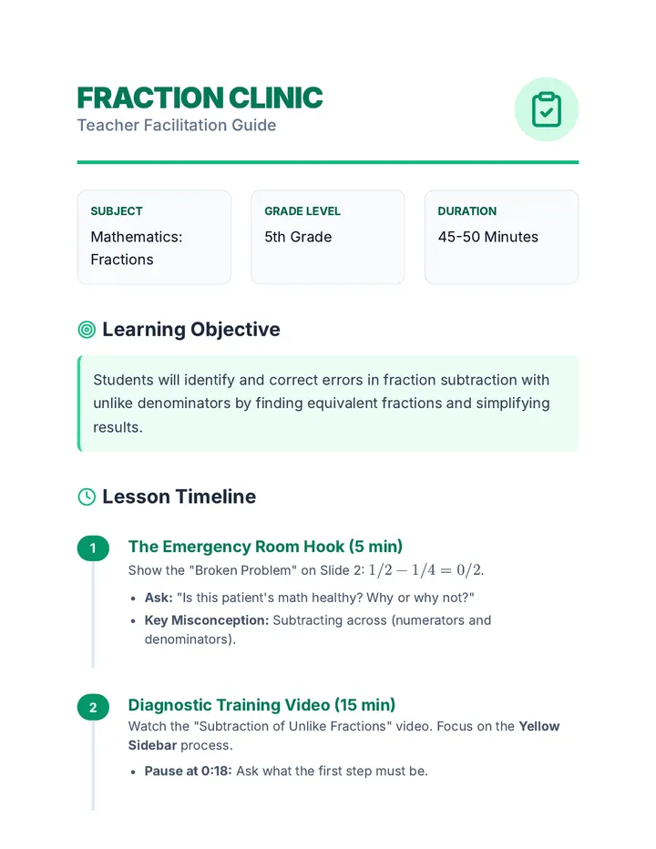 Fraction Clinic Teacher Guide
