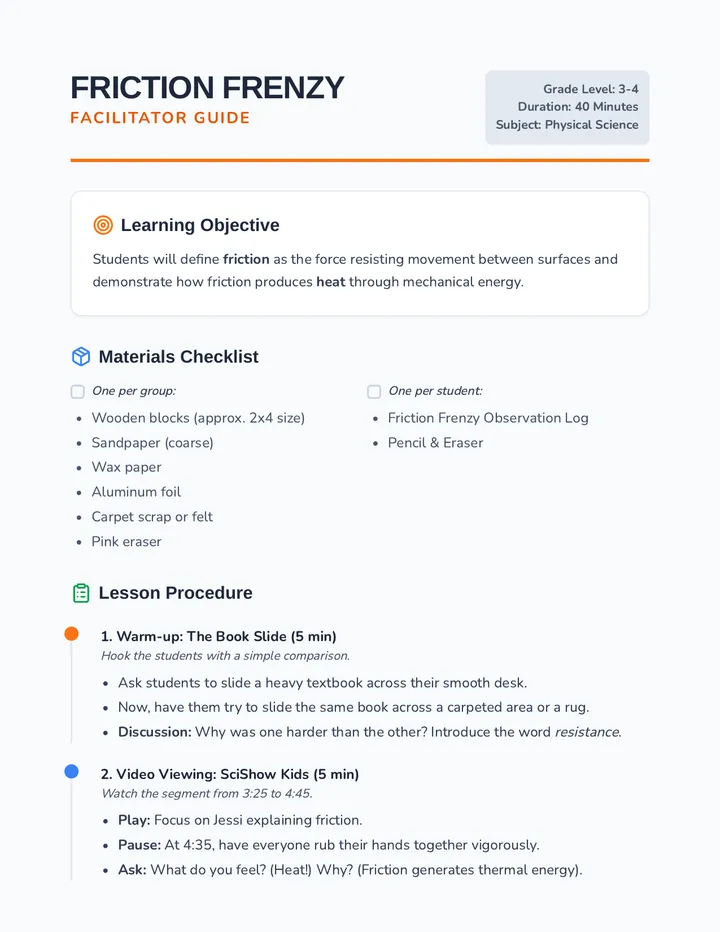 Friction Frenzy Facilitator Guide