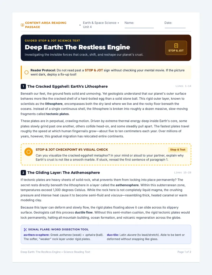 Deep Earth Reading Passage
