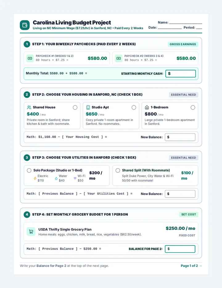 Carolina Living Budget Project