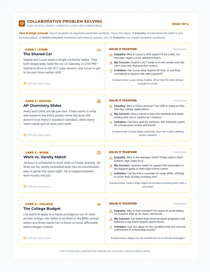 High School Collaborative Problem Solving Cards