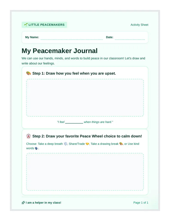 Peacemaker Journal Sheet