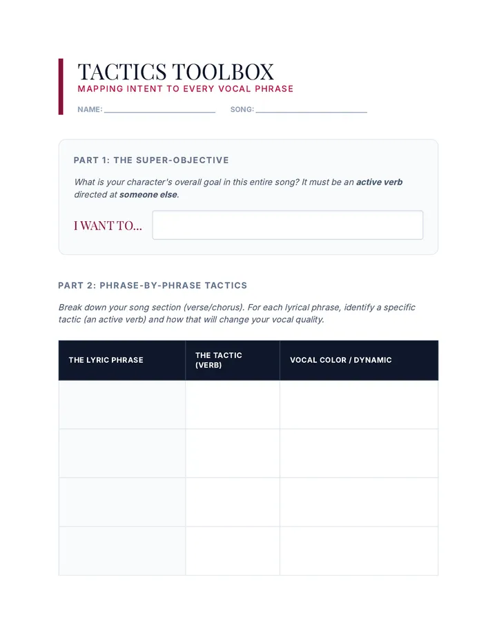 Tactics Toolbox Worksheet