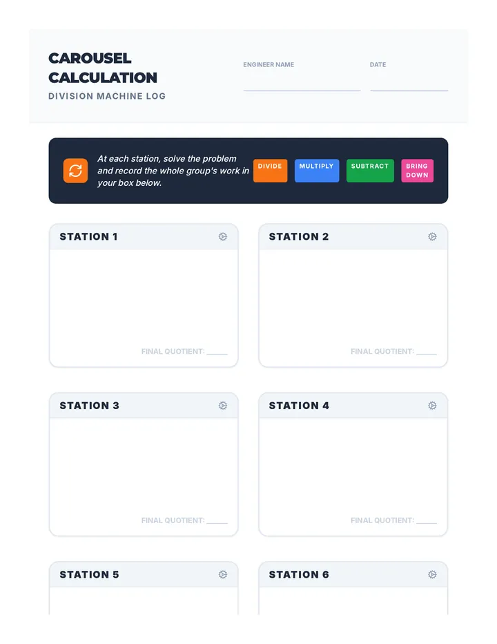 Carousel Division Worksheet