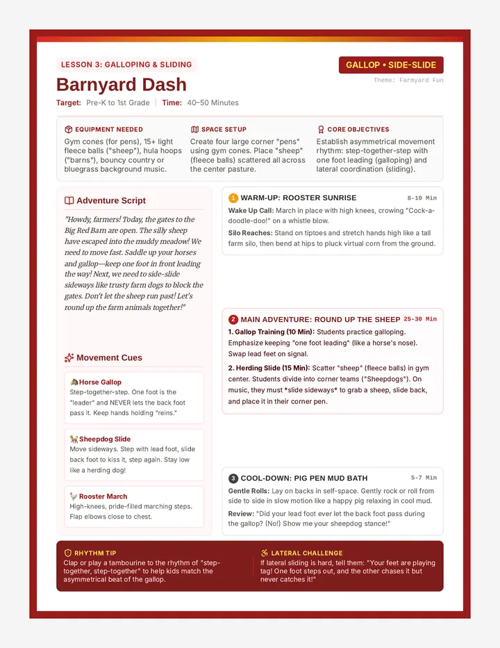 Barnyard Dash Lesson Plan