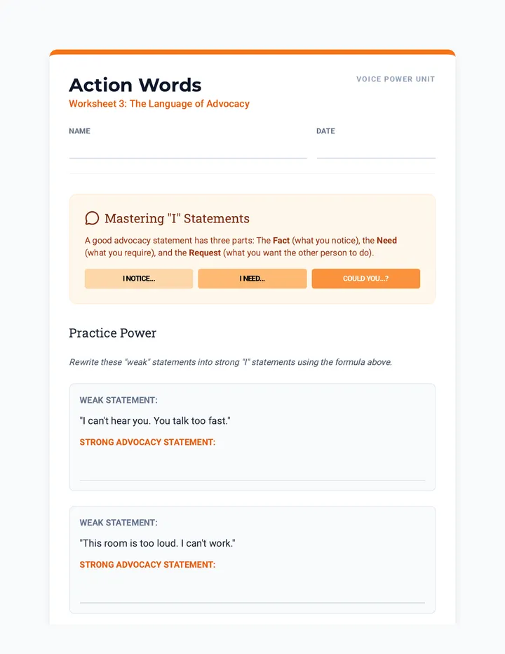 Action Words Worksheet 3