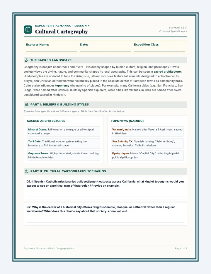 Cultural Cartography Worksheet
