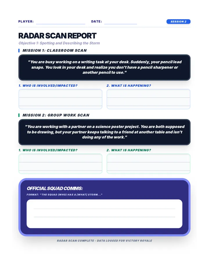 Radar Scan Worksheet