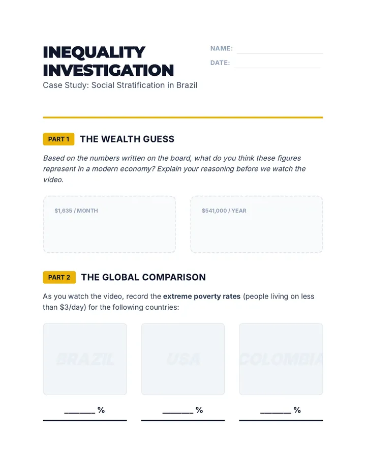 Inequality Investigation Worksheet