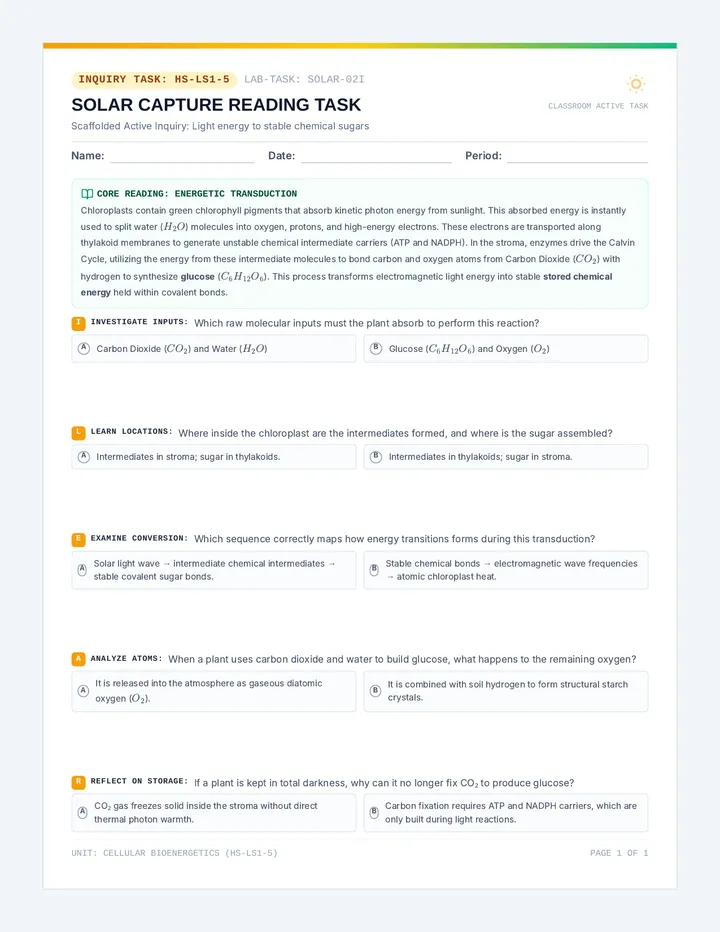 Solar Capture Reading Task