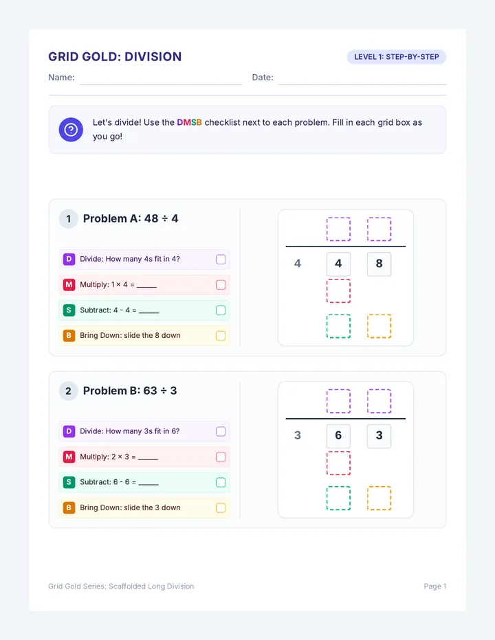 Grid Gold Worksheets