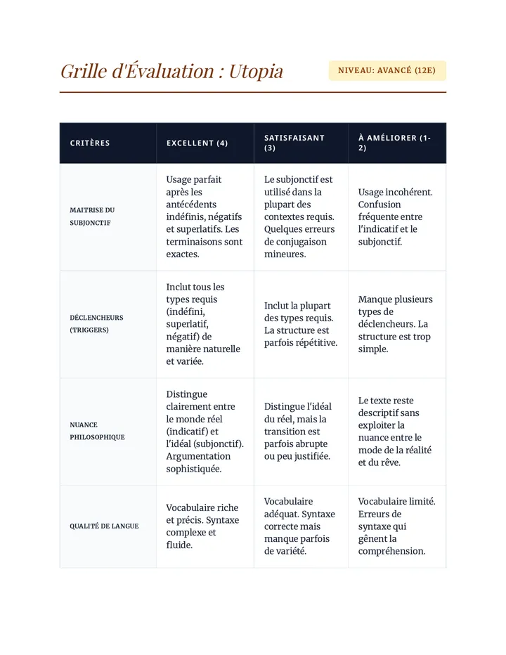 Ideal Worlds Rubric