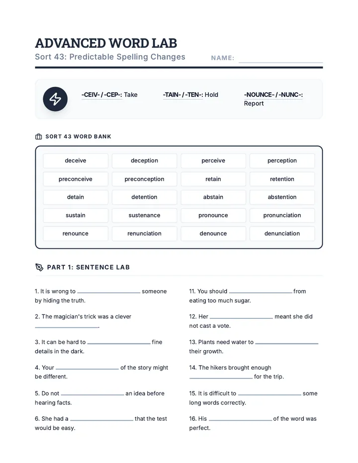 Spelling Shifts Worksheet