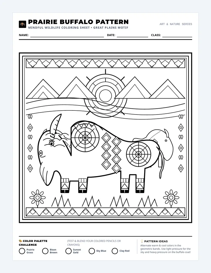 Buffalo Herd Coloring Sheet