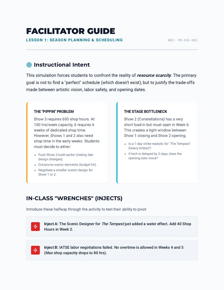 Scheduling Facilitator Guide