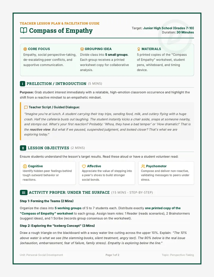 Compass of Empathy Lesson Plan