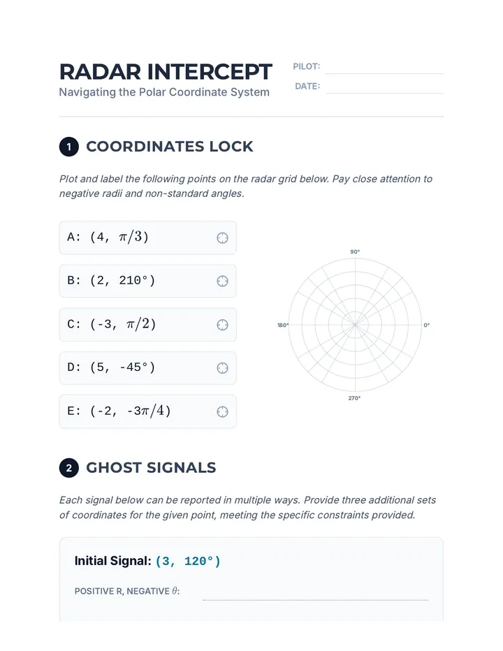 Radar Intercept Worksheet