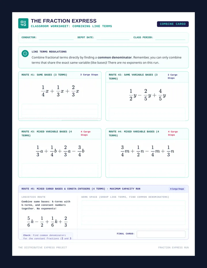 Fraction Express Worksheet