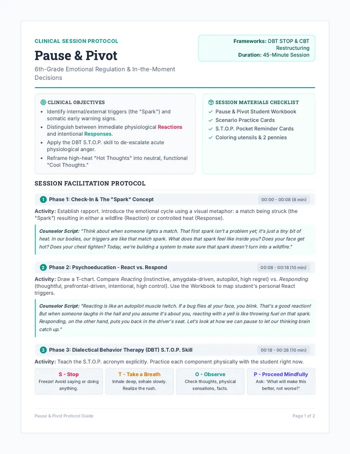 Pause Pivot Clinician Guide