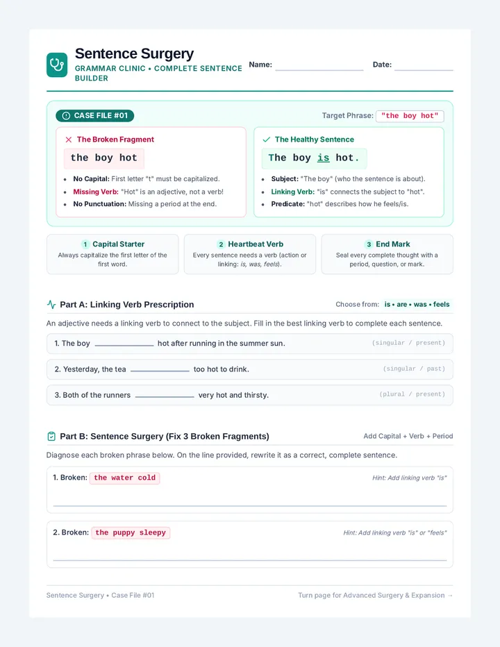 Sentence Surgery Worksheet