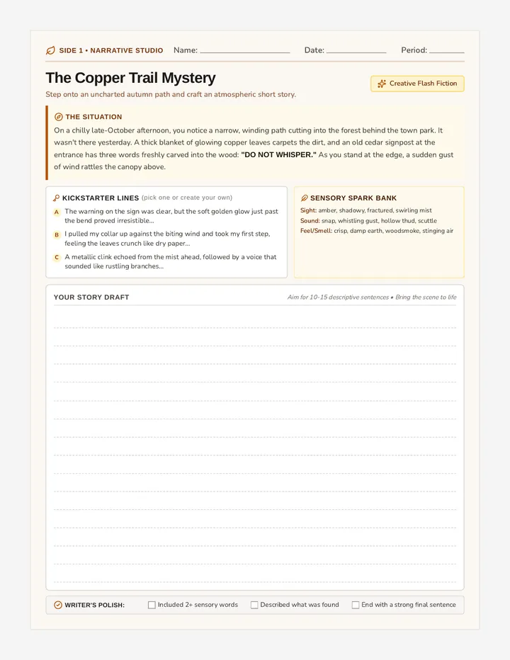 Autumn Echoes Writing Worksheet