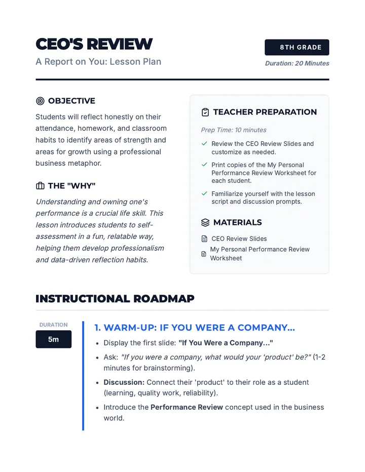 CEO Review Lesson Plan
