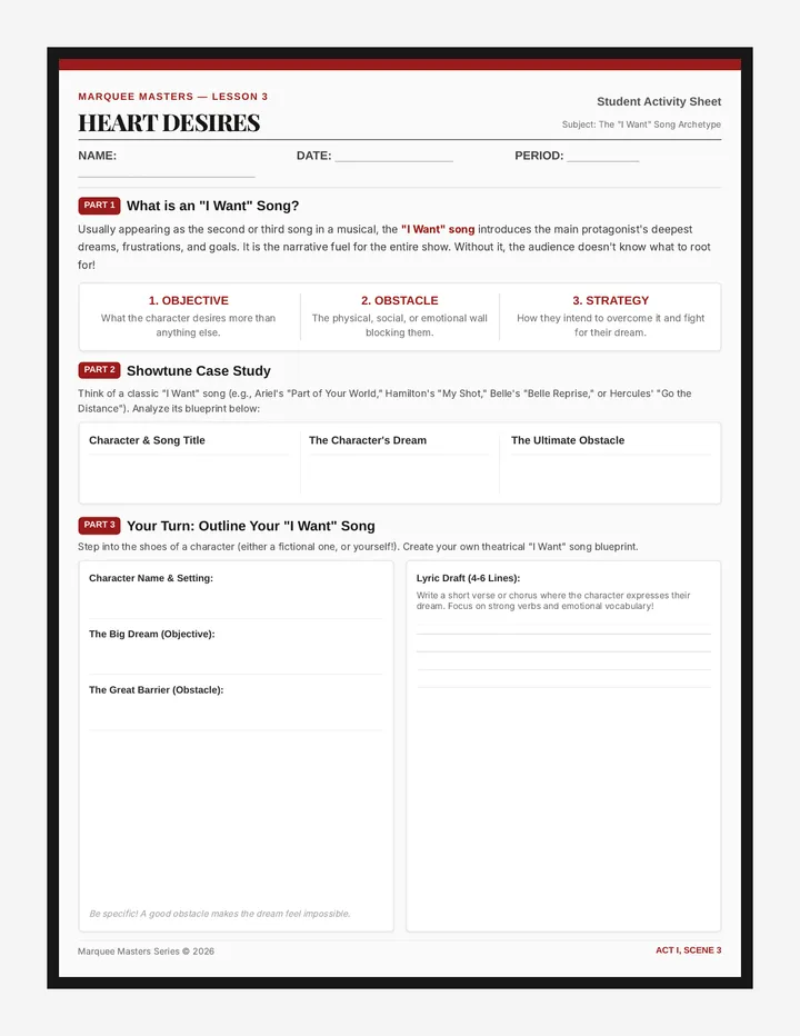 I Want Blueprint Worksheet