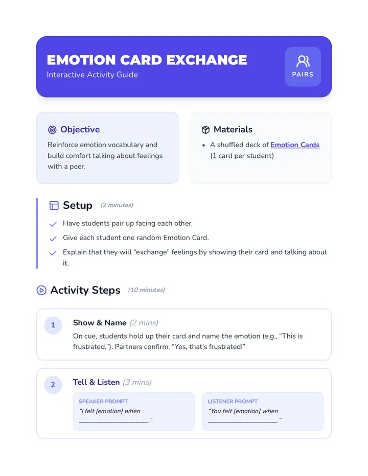 Emotion Exchange Activity Guide