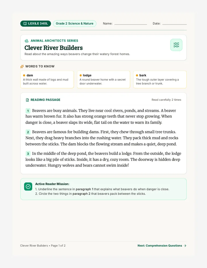 Clever Builders Reading Passage