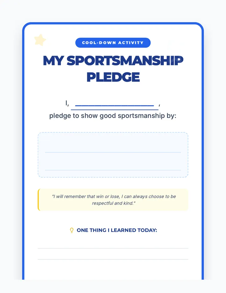 Sportsmanship Cool Down Pledge