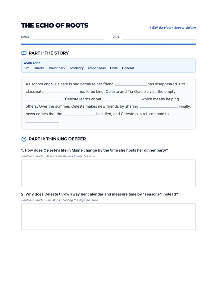 The Echo of Roots Worksheet