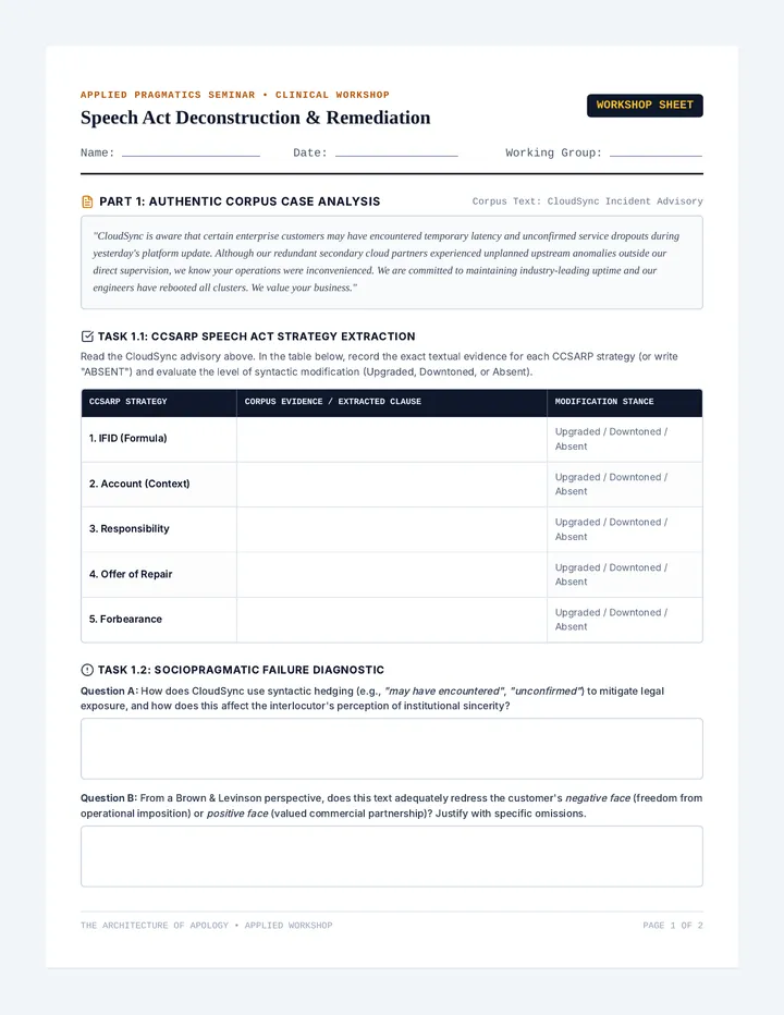 Apology Architecture Activity Sheet