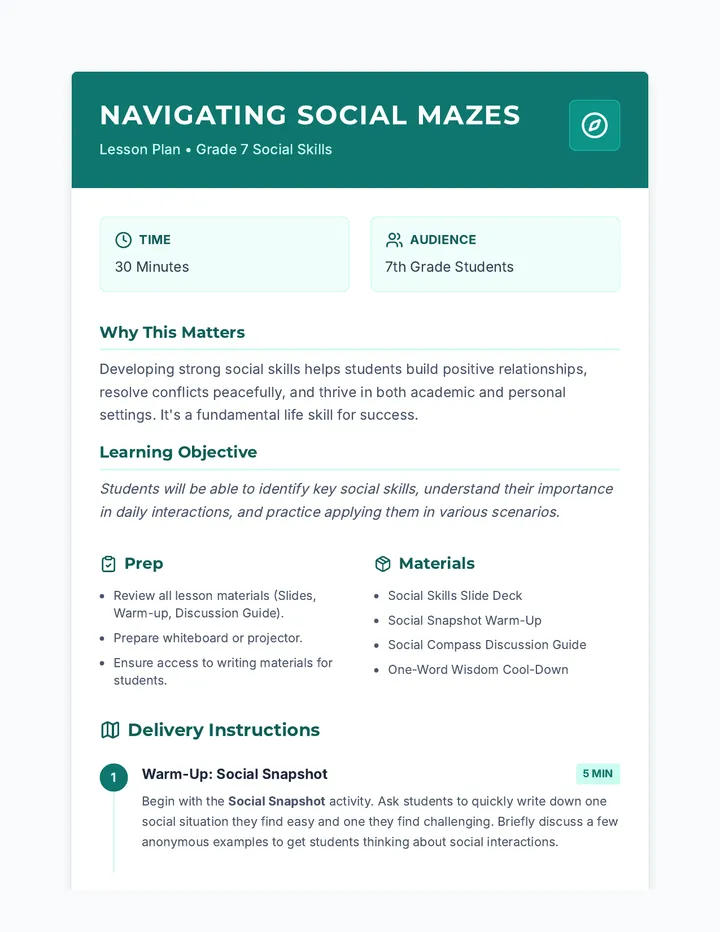 Social Mazes Lesson Plan