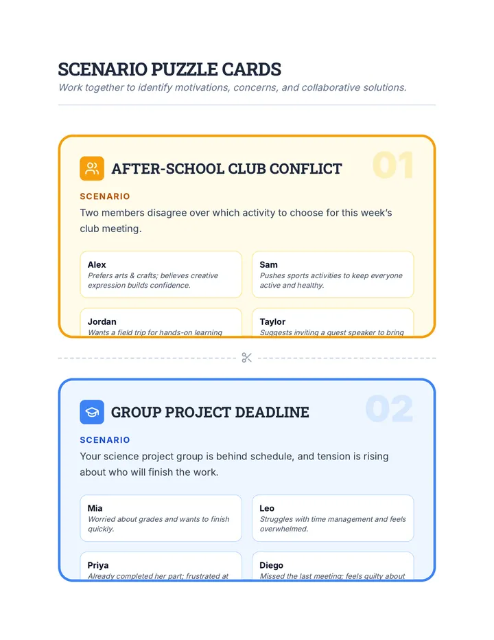 Scenario Puzzle Cards Activity