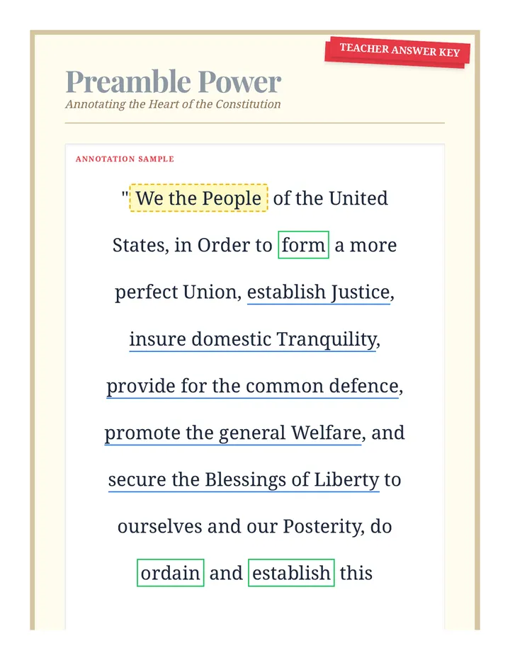 Preamble Power Teacher Key