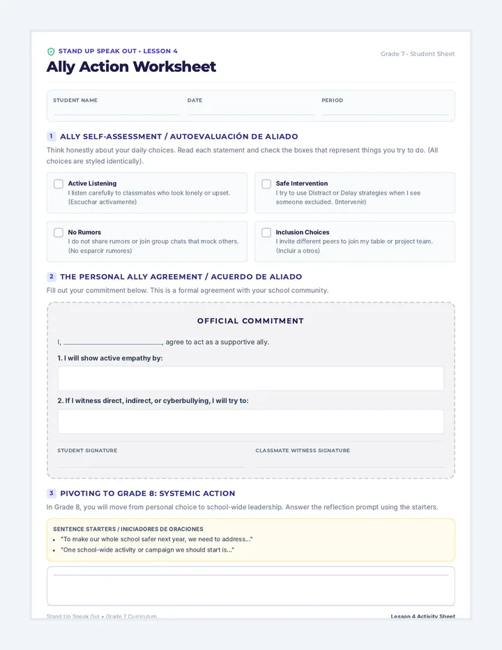 Ally Action Worksheet