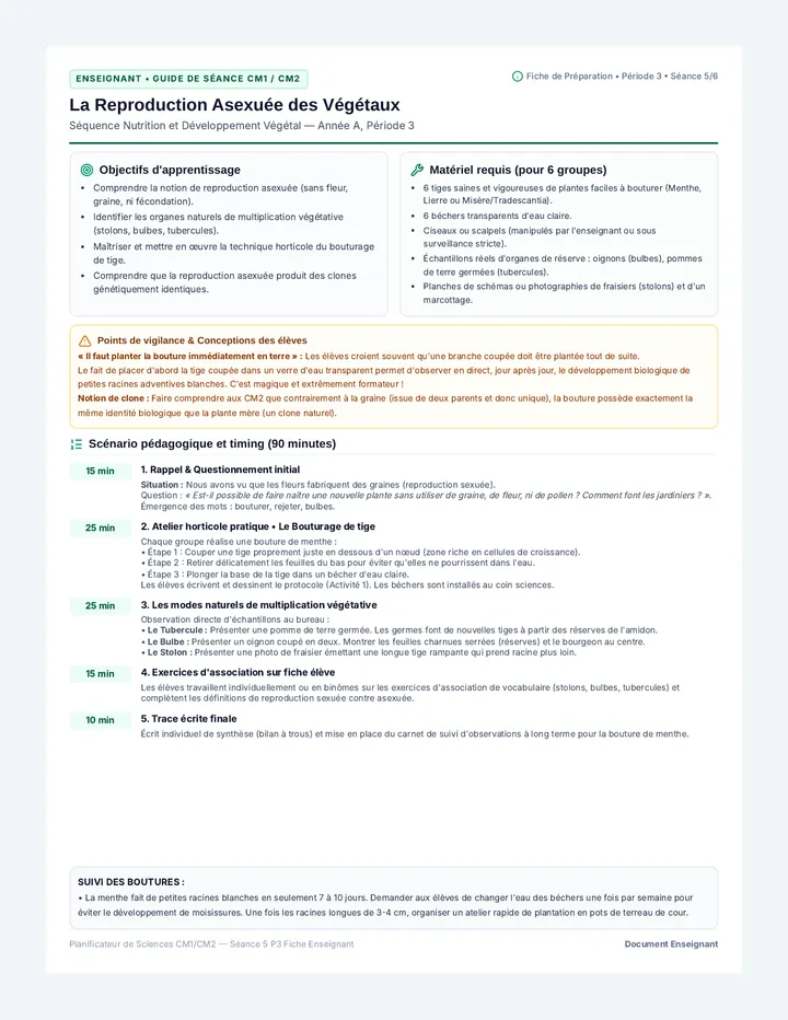 Reproduction Asexuée Fiche Enseignant