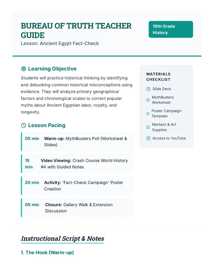 Bureau of Truth Teacher Guide